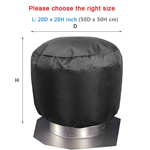 Luxiv Turbine Vent Cover, Luxiv Black Roof Ventilator Insulation Waterproof Turbine Roof Cover 420D Oxford Cloth Ventilator Vent Protection (20D x 20W) - Image 2