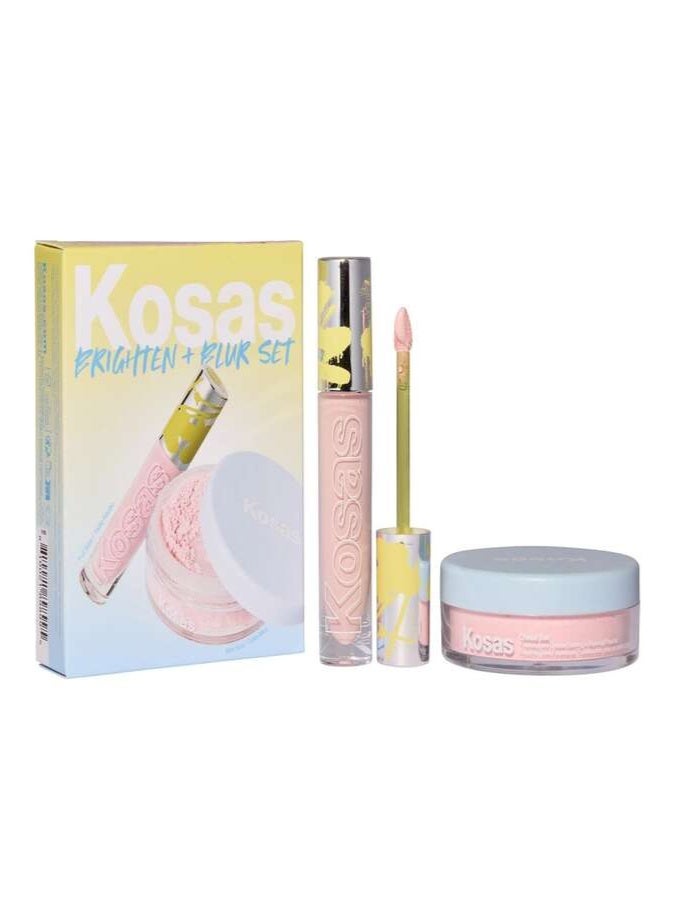 KOSAS Brighten & Blur Set Color Corrector + Mini Setting Powder Duo Revealer Extra Bright Magic + Mini Cloud Set Loose Candy | Brightening, Blurring & Long-Lasting Makeup Set - Image 1