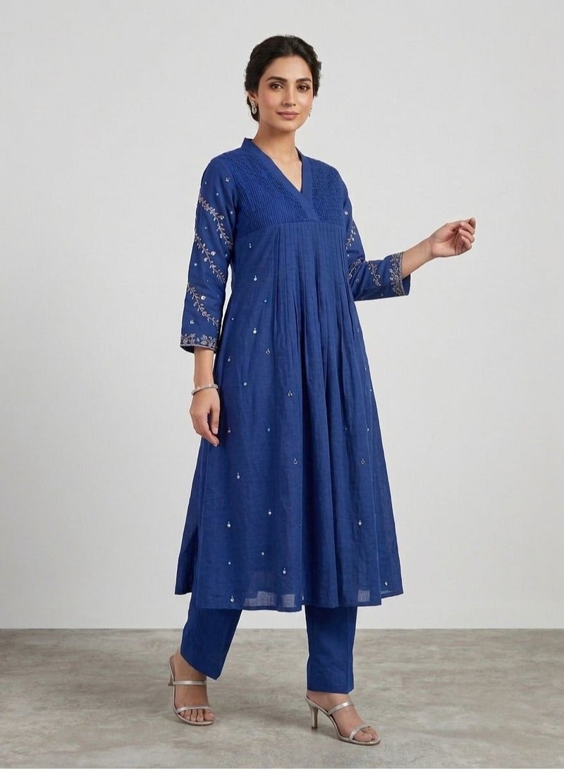PRIYA’S PANACHE Premium Mul Chanderi Kurta Set for Women with Dupatta and Pants, Embroidered Anarkali Kurti Set, Indian Ethnic Wear, Salwar Suit, Ladies Traditional Dress, Festive Wear, Party Wear, Wedding Outfit - Image 2