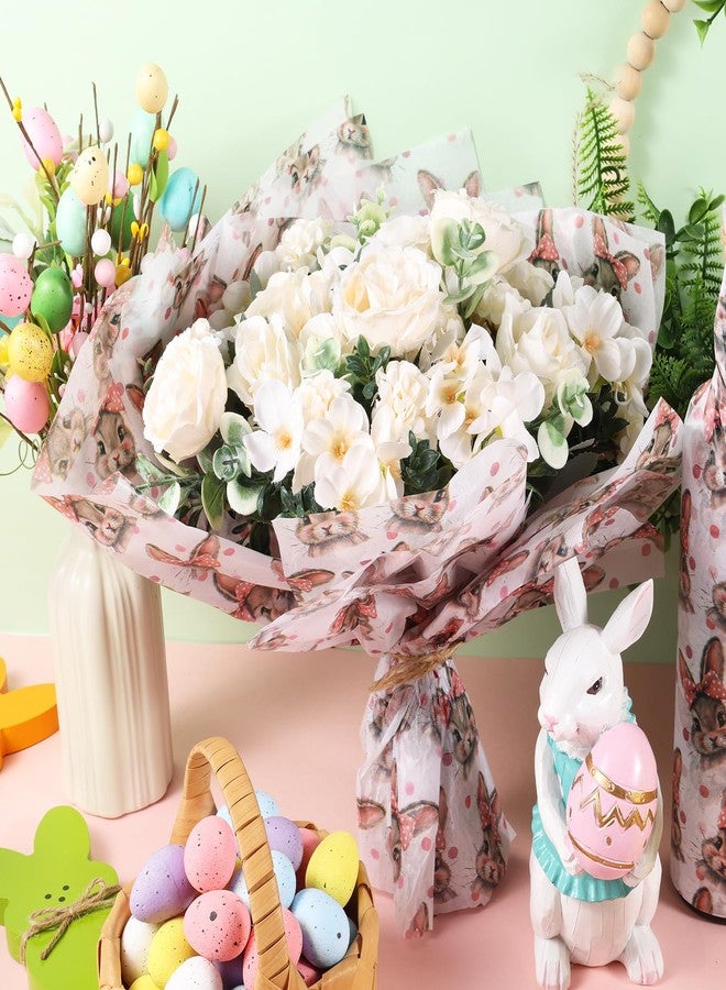 Fabllewavi 100 Sheets Retro Bunny Tissue Paper, Girly Rabbit Bows Patterns Wrapping Paper for Easter DIY Crafts Spring Birthday Baby Shower Party Supplies, 13.8 x 19.7 Inch - Image 5