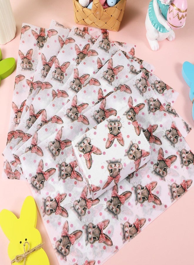 Fabllewavi 100 Sheets Retro Bunny Tissue Paper, Girly Rabbit Bows Patterns Wrapping Paper for Easter DIY Crafts Spring Birthday Baby Shower Party Supplies, 13.8 x 19.7 Inch - Image 3