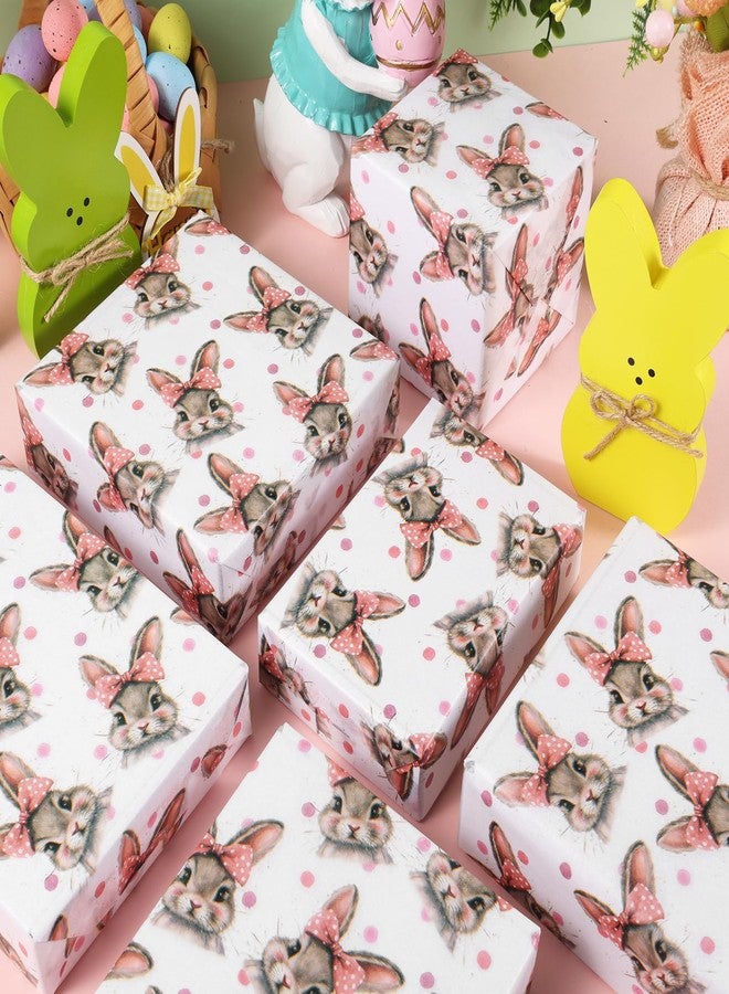 Fabllewavi 100 Sheets Retro Bunny Tissue Paper, Girly Rabbit Bows Patterns Wrapping Paper for Easter DIY Crafts Spring Birthday Baby Shower Party Supplies, 13.8 x 19.7 Inch - Image 4