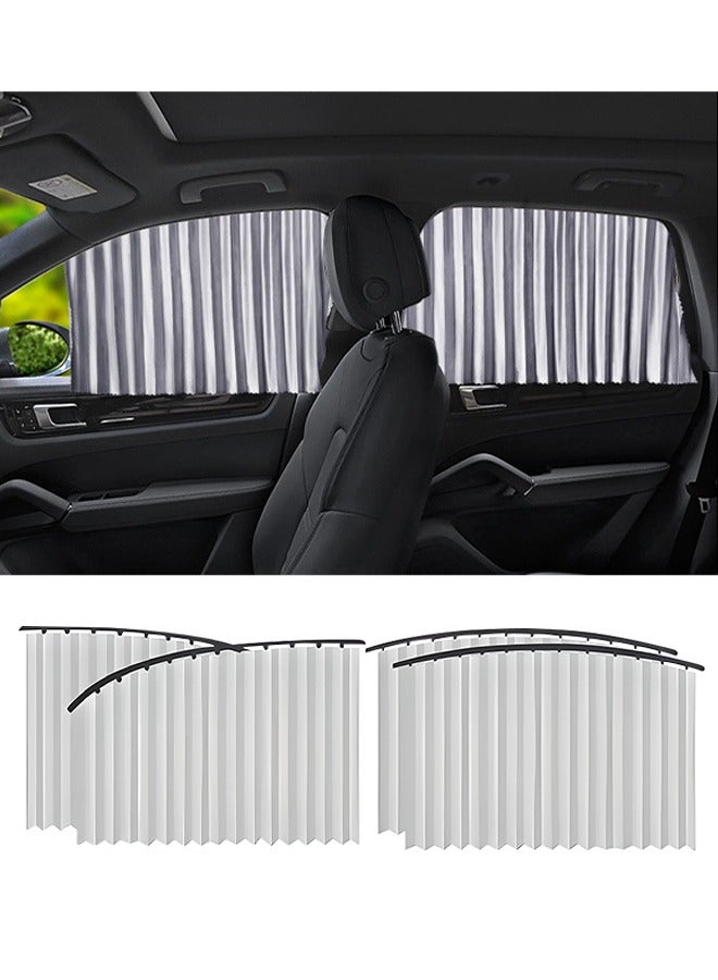 ستائر جانبية للسيارة، 4 قطع ستائر للسيارة مع امتصاص مغناطيسي، تحجب الأشعة فوق البنفسجية، مناسبة لمعظم السيارات - Image 1