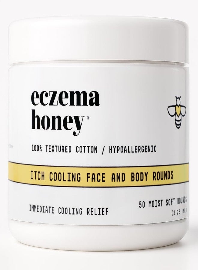 ECZEMA HONEY Itch Cooling Face & Body Rounds - Anti Itch Cotton Face Pads - Moisturizer for Eczema, Dry & Sensitive Skin (50 Cotton Rounds) - Image 1