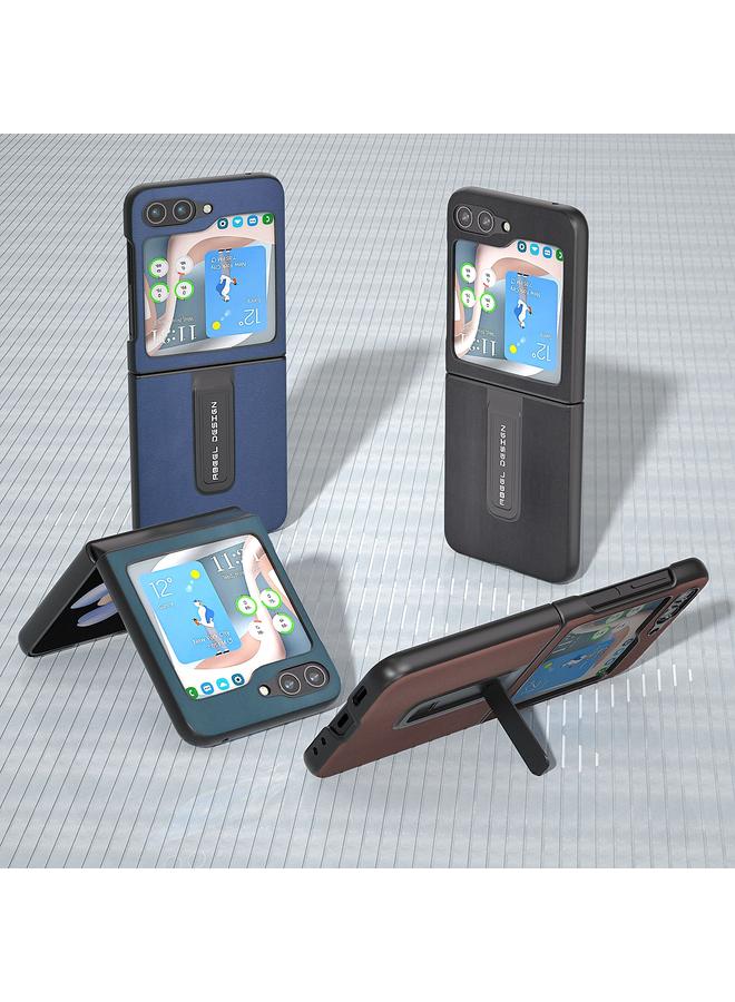 S-TOP Case For Samsung Galaxy Z Flip5 ABEEL Genuine Leather Xiaoya Series Phone Case with Holder - Image 5