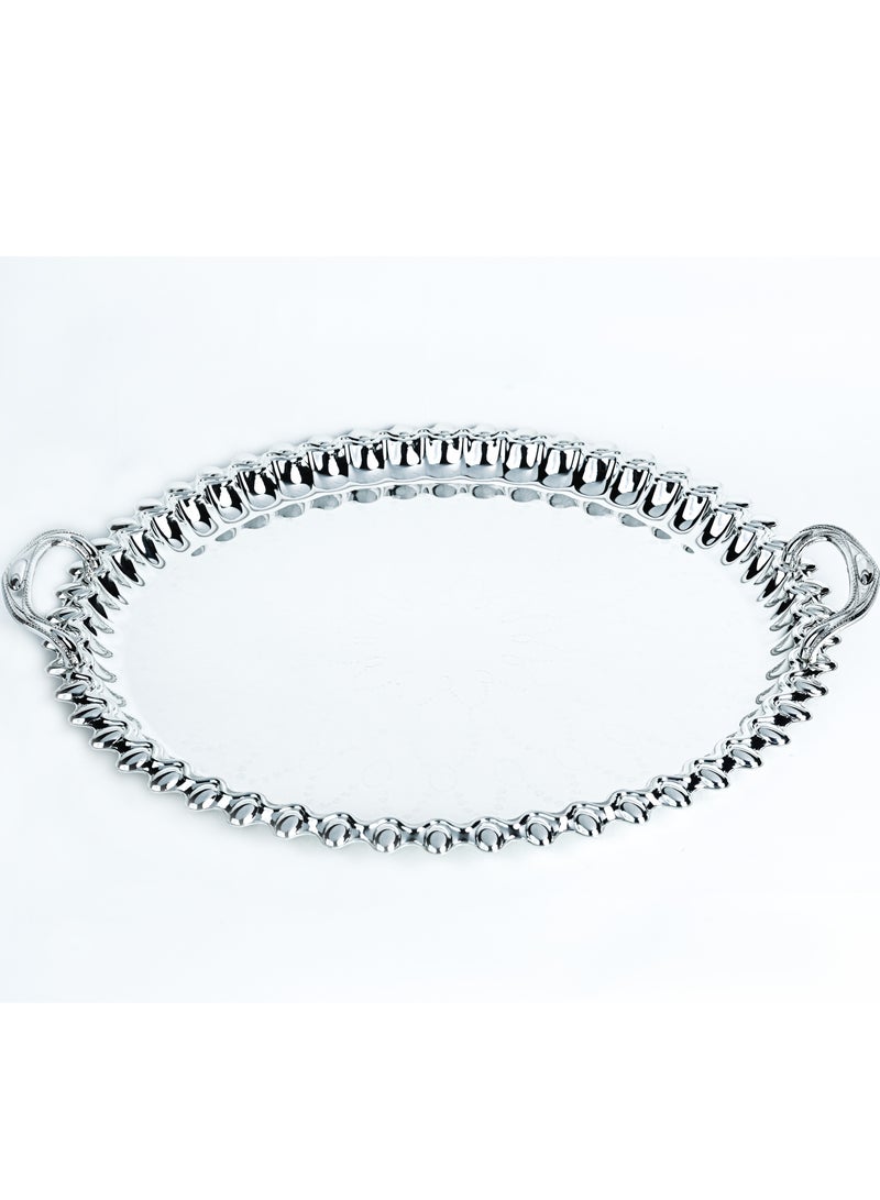ZOLTEN SILVER PLATED EXTRA LARGE SIZE ROUND TRAY SILVER COLOR 53.5 CM - Image 1