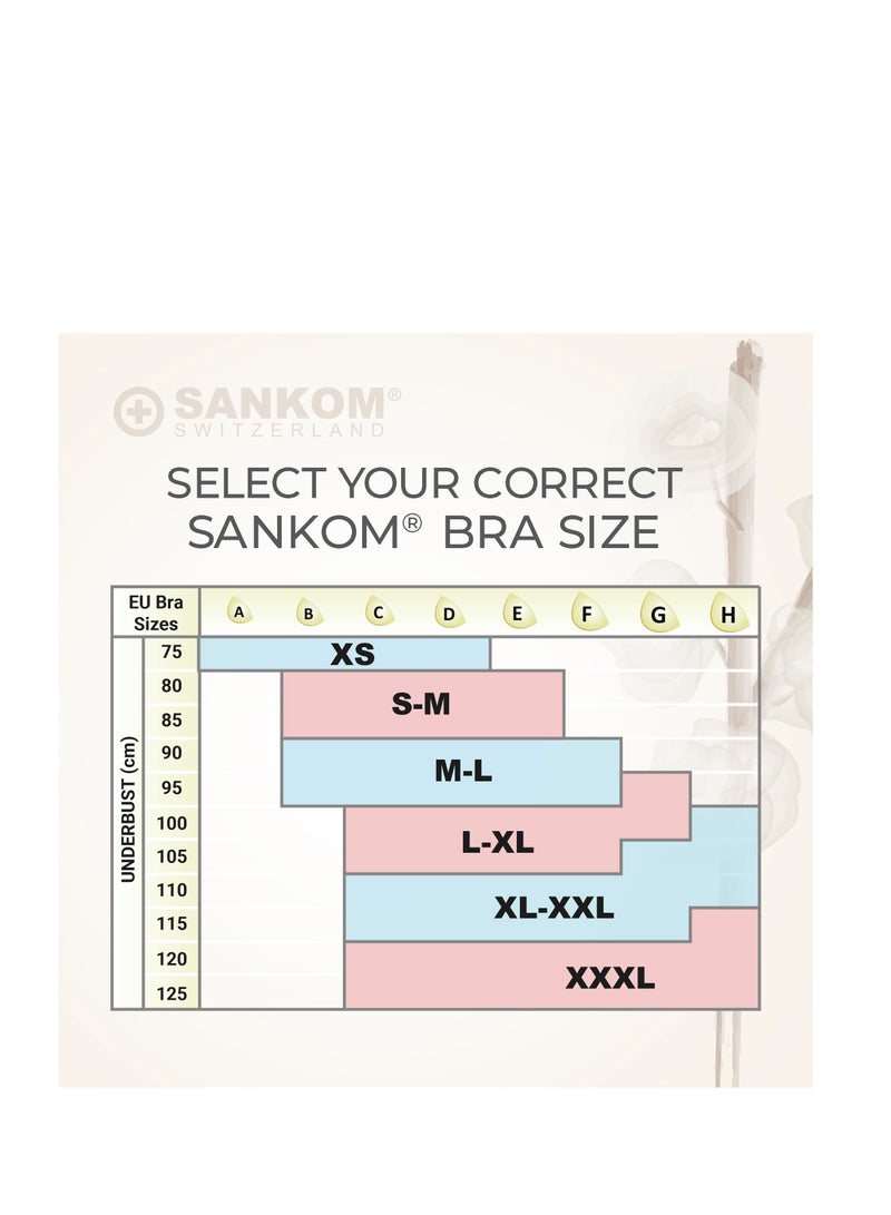 Sankom Organic Cotton Bra for Back Support, Ivory M/L - Image 5