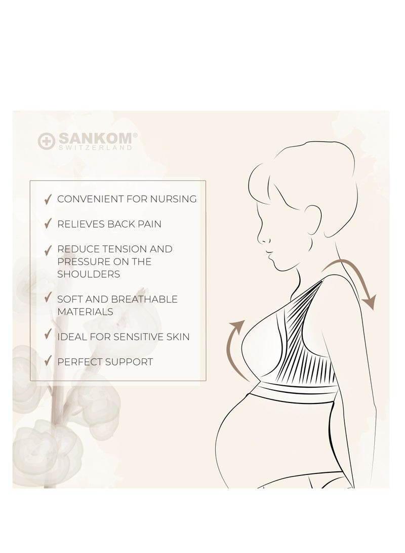 Sankom Organic Cotton Bra for Back Support, Ivory M/L - Image 4