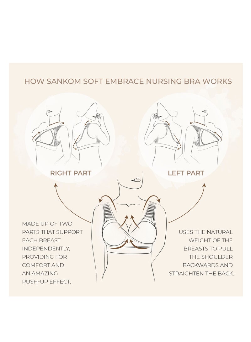 Sankom Organic Cotton Bra for Back Support, Ivory M/L - Image 2