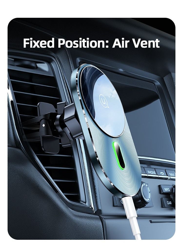Usams - Magnetic Car Wireless Fast Charging Air Vent Mobile Phone Holder 15W Indicator Display Status and Free To Adjust Angles For Smart Mobile Phones - Image 1