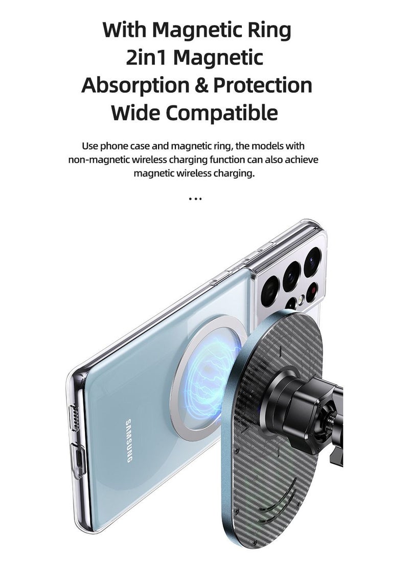 Usams - Magnetic Car Wireless Fast Charging Air Vent Mobile Phone Holder 15W Indicator Display Status and Free To Adjust Angles For Smart Mobile Phones - Image 1