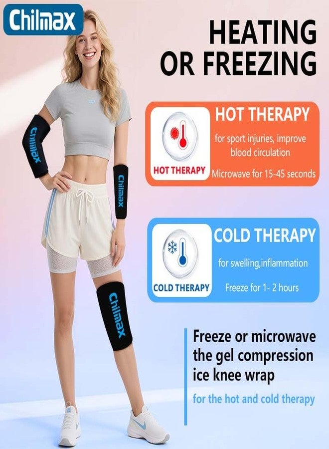 Chilmax Elbow Ice Pack Wrap Compression Sleeve Pain Relief, Tennis Elbow & Golfers Arm Cold Hot Packs Brace,Reusable Gel Ice Sleeve for Knee Calf Ankle Thigh Injurie,Fits Left/Right (S - Image 4