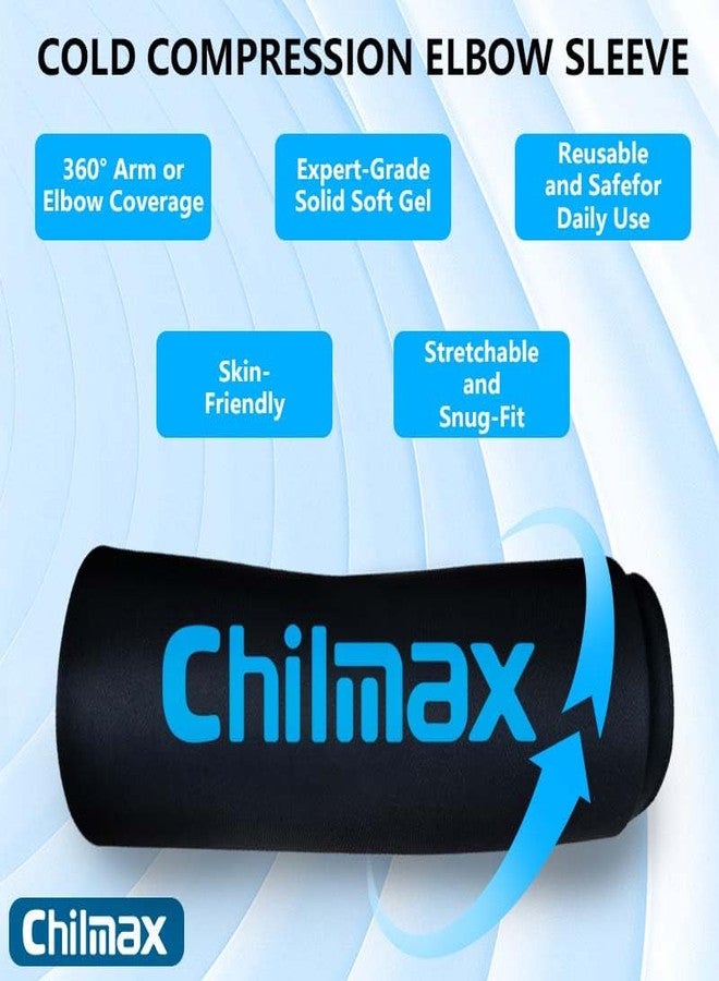 Chilmax Elbow Ice Pack Wrap Compression Sleeve Pain Relief, Tennis Elbow & Golfers Arm Cold Hot Packs Brace,Reusable Gel Ice Sleeve for Knee Calf Ankle Thigh Injurie,Fits Left/Right (S - Image 3
