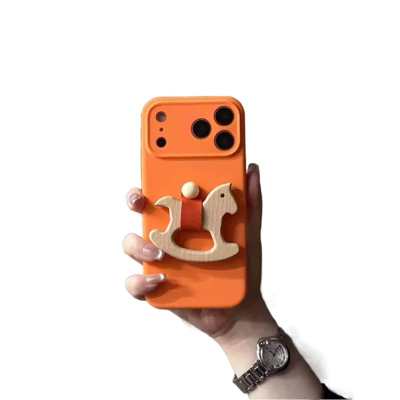 غطاء واقي | مقاوم للصدمات لـ iPhone 13 | حامل حلقة | PC | برتقالي - Image 1