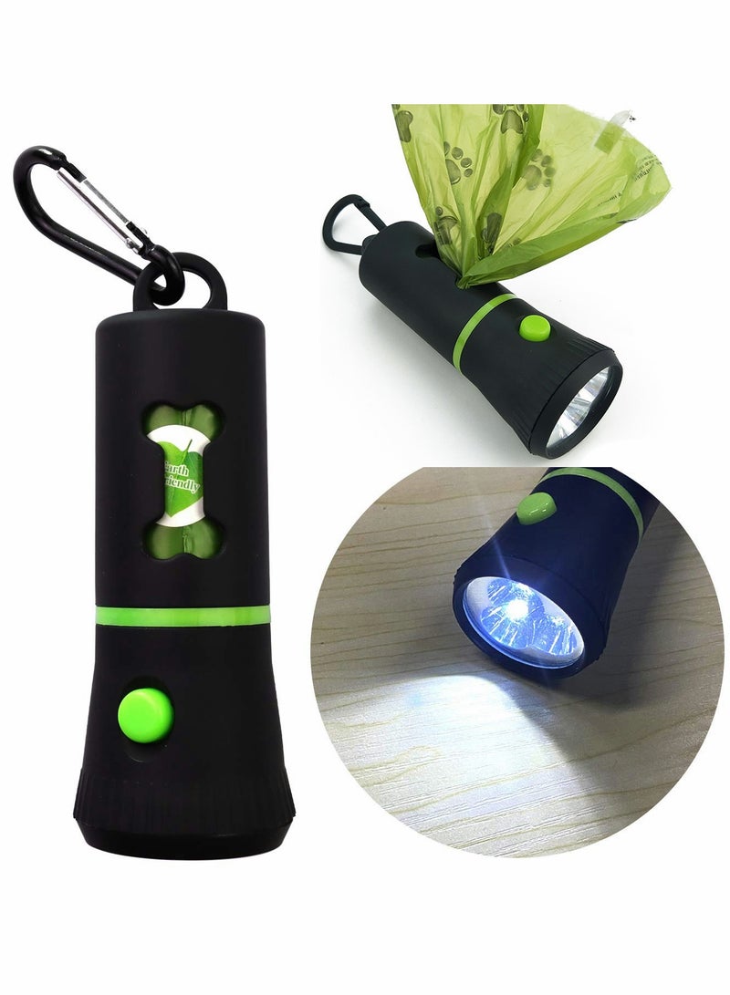 حامل أكياس فضلات الكلاب مع مصباح LED و8 لفات أكياس - 2 قطعة - Image 1