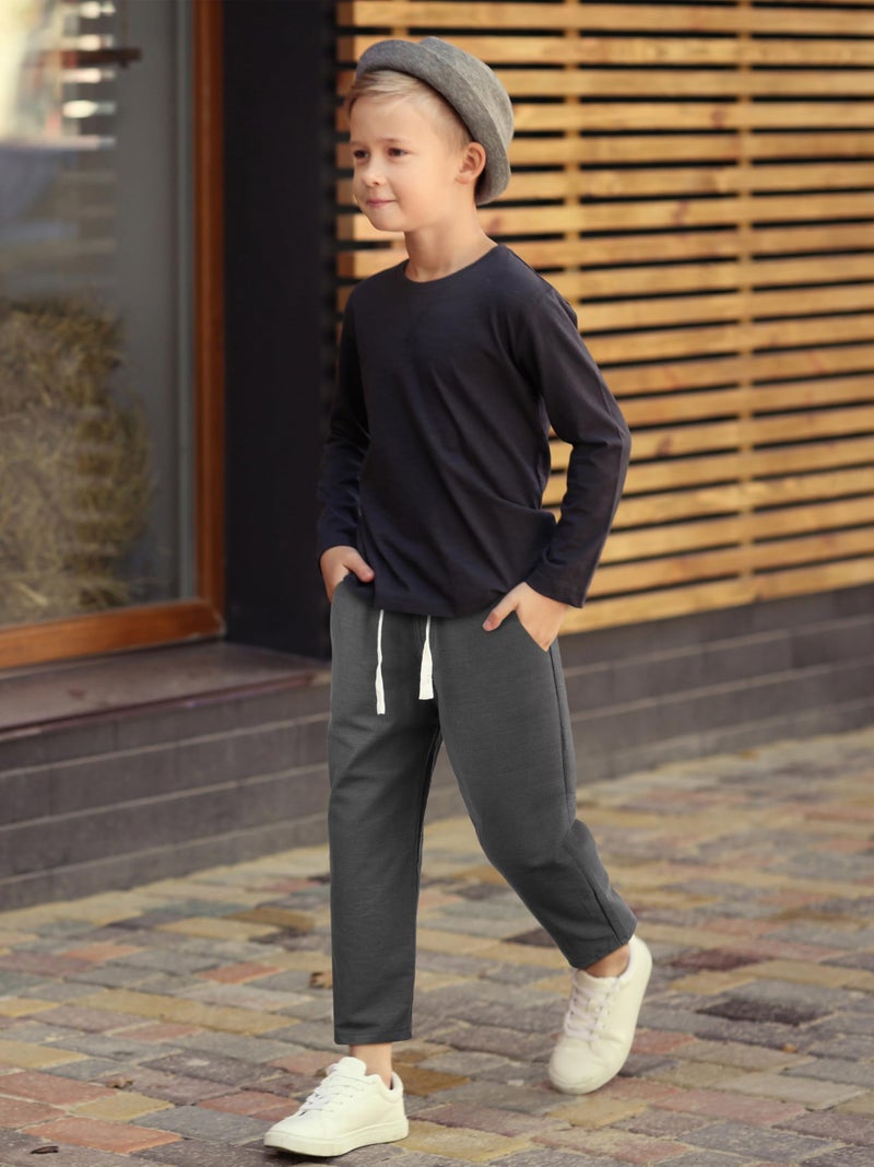 Resinta 3 Packs Toddlers' & Boys' Pull-On Pant Uniform Pants - Cotton Pull-on Pants with Drawstring - Image 3