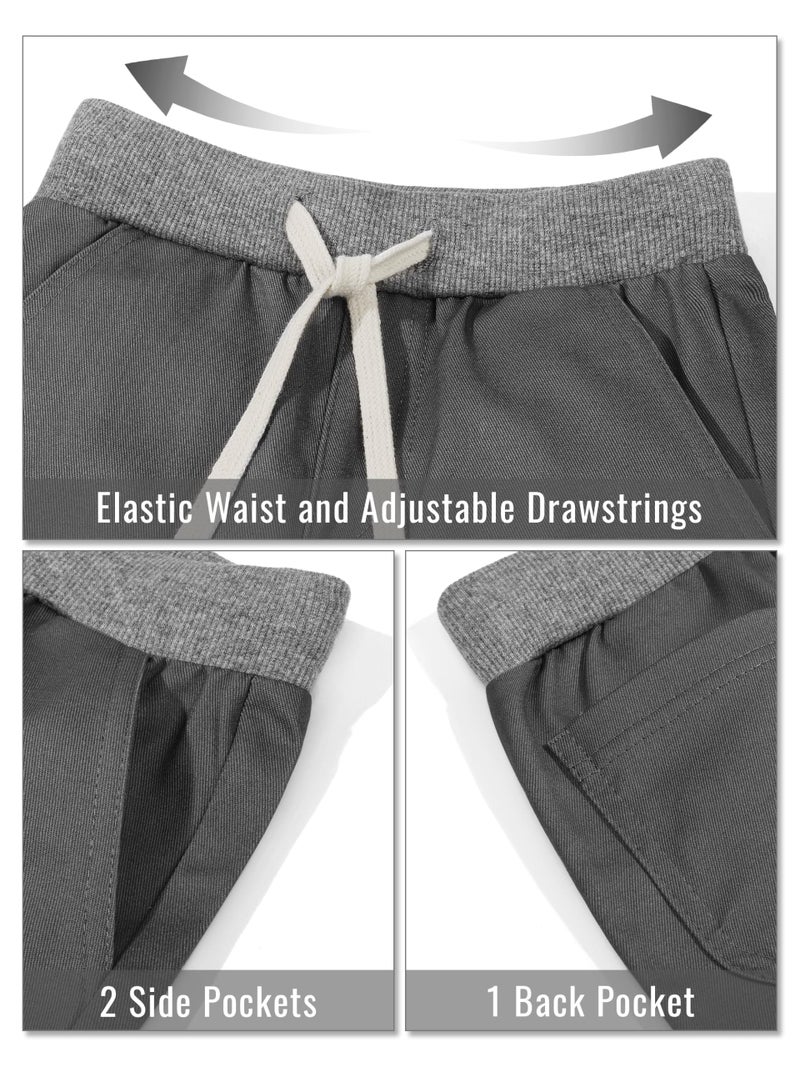 Resinta 3 Packs Toddlers' & Boys' Pull-On Pant Uniform Pants - Cotton Pull-on Pants with Drawstring - Image 4