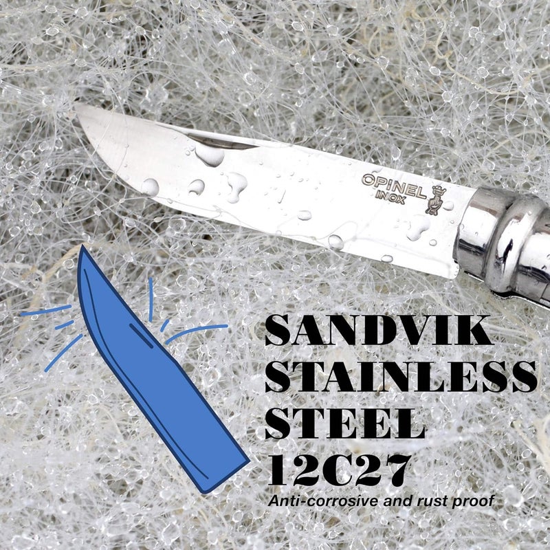 Opinel No.08 Stainless Steel Folding Knife with Sheath - Image 3