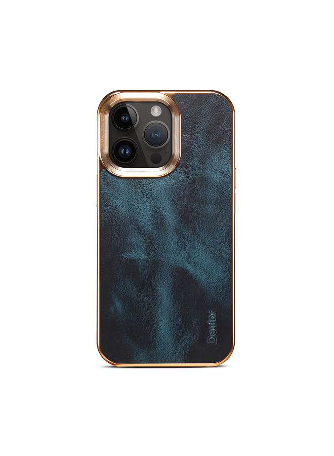 Denior Case For iPhone 14 Pro Max Oil Wax Cowhide Plating Phone Case - Image 2