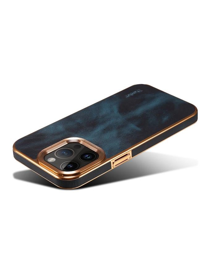 Denior Case For iPhone 14 Pro Max Oil Wax Cowhide Plating Phone Case - Image 3