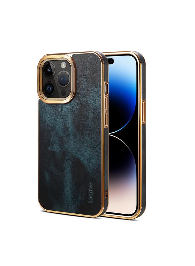 Denior Case For iPhone 14 Pro Max Oil Wax Cowhide Plating Phone Case - Image 1