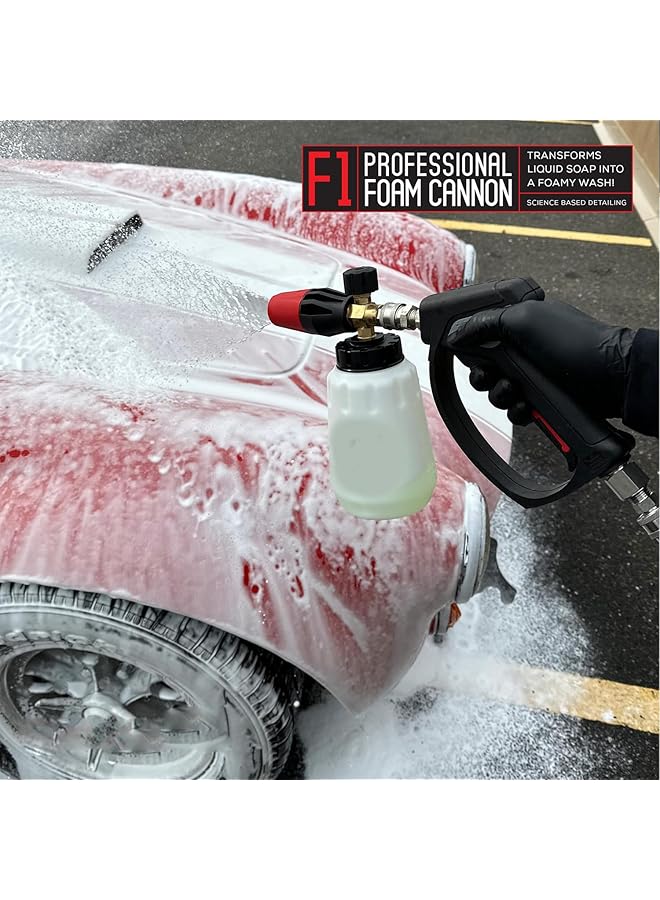 X Spring Adjustable Snow Foam Cannon, Professional Car Foams For Pressure Washer, Heavy Duty Foam Lance With 0.6 Cm Quick Connector, 1L Bottle, Ideal For Car Washing And Detailing - Image 2