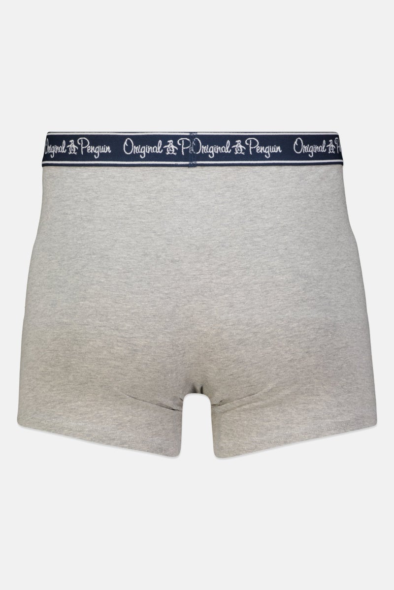 Men 3 Pieces Brand Logo Boxer Briefs, Navy/Grey/Lilac