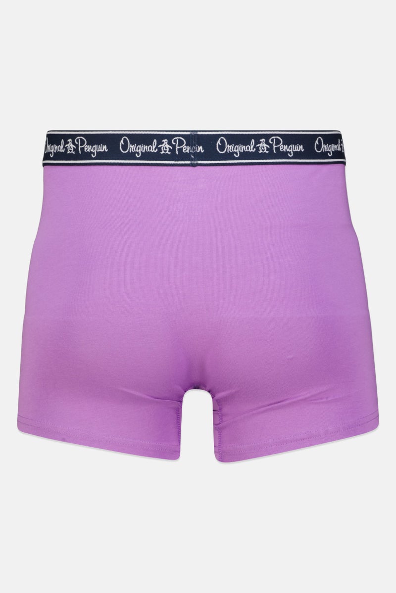 Men 3 Pieces Brand Logo Boxer Briefs, Navy/Grey/Lilac