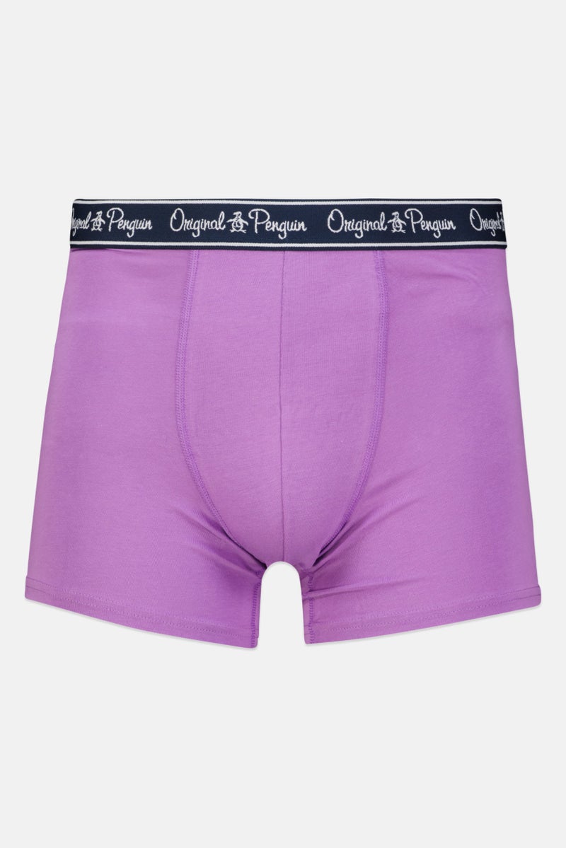 Men 3 Pieces Brand Logo Boxer Briefs, Navy/Grey/Lilac