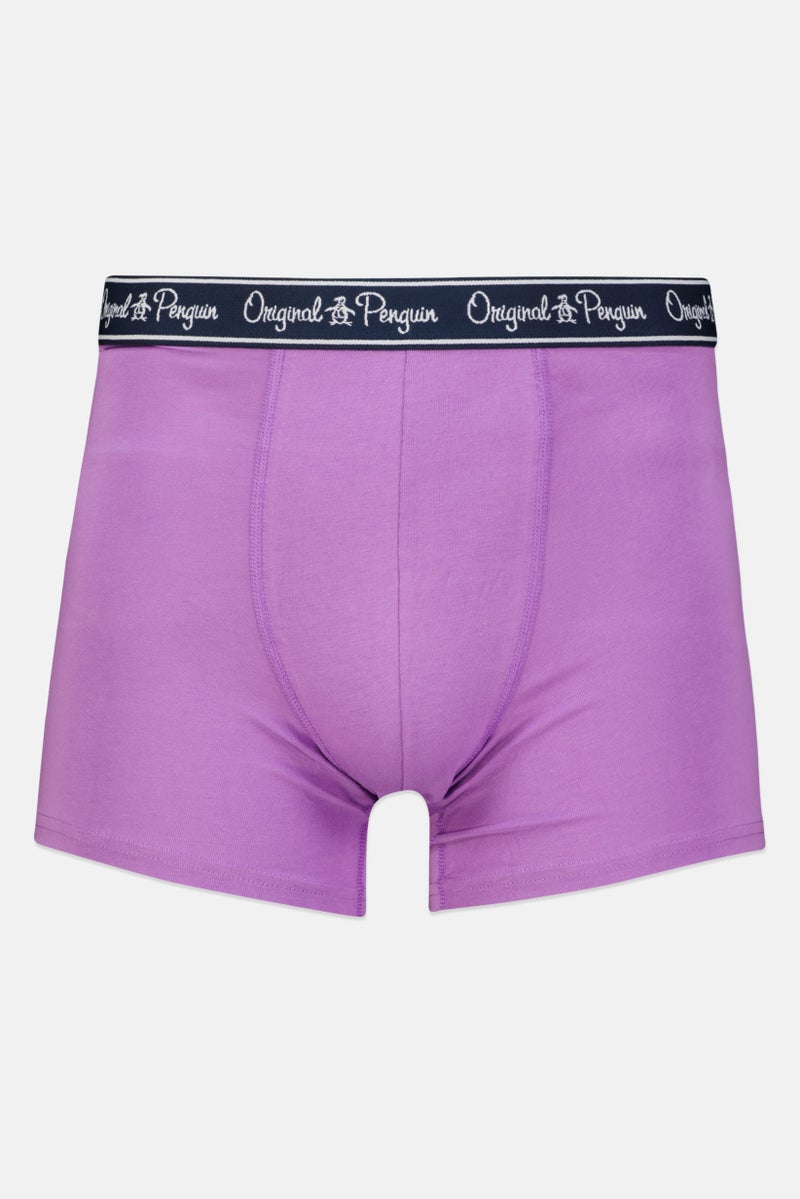 Men 3 Pieces Brand Logo Boxer Briefs, Navy/Grey/Lilac