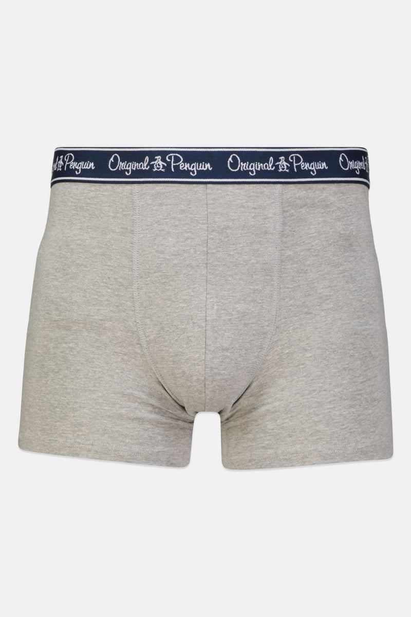 Men 3 Pieces Brand Logo Boxer Briefs, Navy/Grey/Lilac