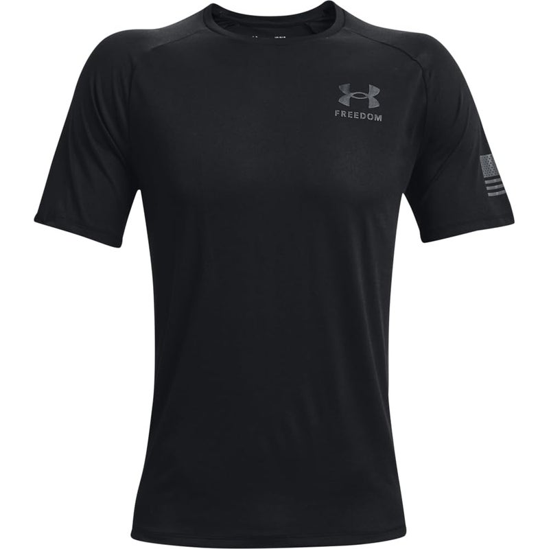 Under Armour Men's Freedom Tech Short Sleeve T-Shirt, Black (001)/Pitch Gray, Medium - Image 4