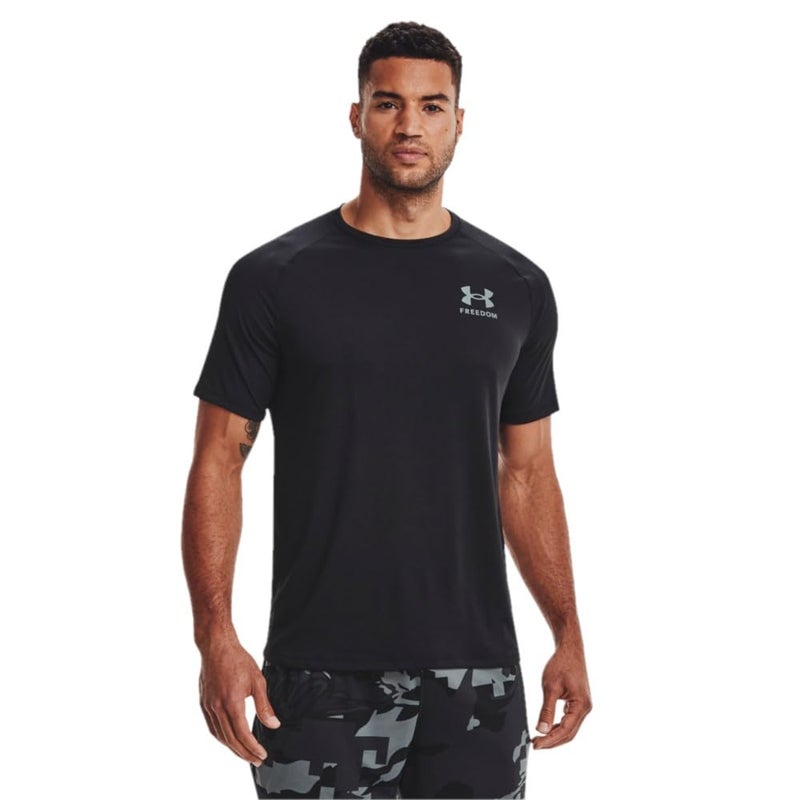 Under Armour Men's Freedom Tech Short Sleeve T-Shirt, Black (001)/Pitch Gray, Medium - Image 1