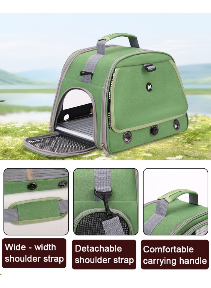 McmhyingPop Foldable Bird Carrier Backpack Set for Pet Parrots, Pigeons, Budgies & Cockatiels - Travel Bag with Perch Stand, Trays, Food Cups | Lightweight Oxford Fabric Pet Carrier (Grey)  - Image 4