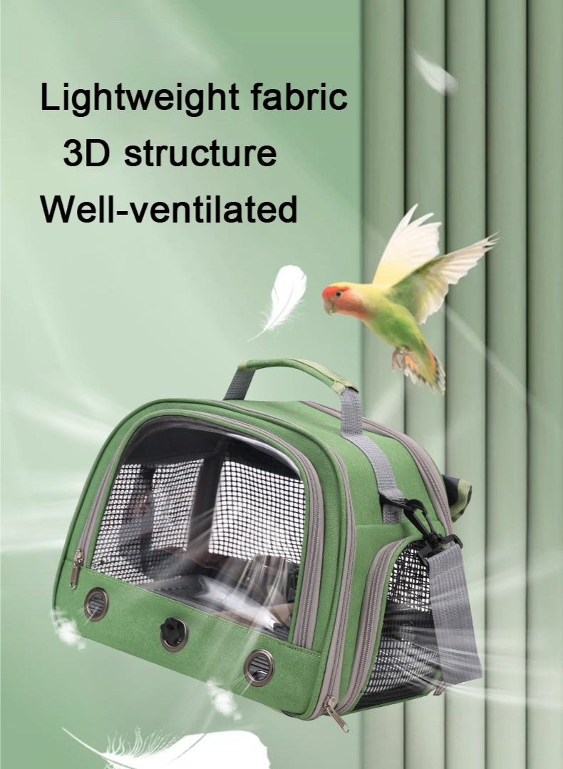 McmhyingPop Foldable Bird Carrier Backpack Set for Pet Parrots, Pigeons, Budgies & Cockatiels - Travel Bag with Perch Stand, Trays, Food Cups | Lightweight Oxford Fabric Pet Carrier (Grey)  - Image 2
