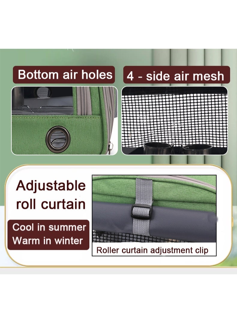 McmhyingPop Foldable Bird Carrier Backpack Set for Pet Parrots, Pigeons, Budgies & Cockatiels - Travel Bag with Perch Stand, Trays, Food Cups | Lightweight Oxford Fabric Pet Carrier (Grey)  - Image 5