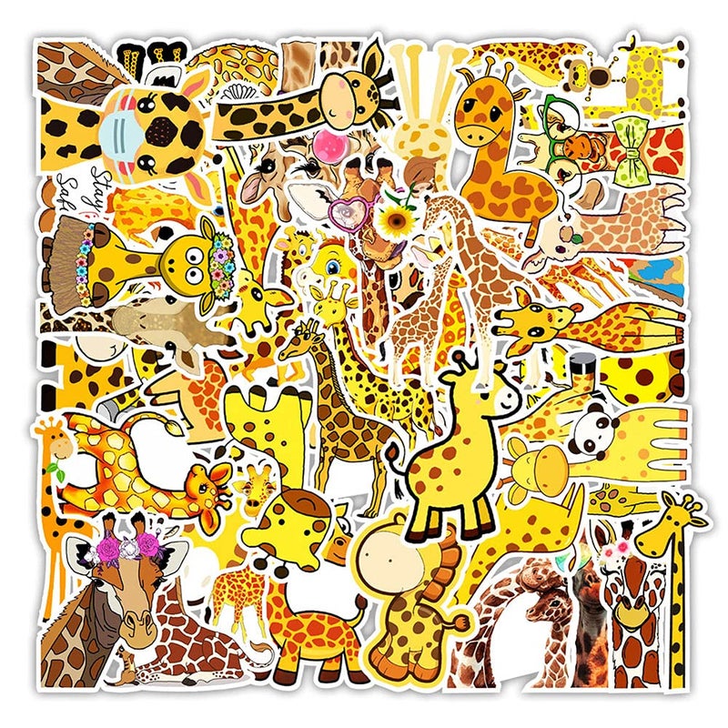Giraffe Stickers 50 Pcs Giraffe Waterproof Vinyl Decals for Water Bottles Laptop Luggage Cup Mobile Phone Computer Skateboard Refrigerator Wardrobe Guitar Car Motorcycle Bike Dcor