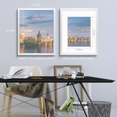 Frametory 16x20 Picture Frame for Wall, Display Picture 11x14 with Mat or 16x20 Without Mat, Gifts for Family(White, 1 Pack) - Image 3