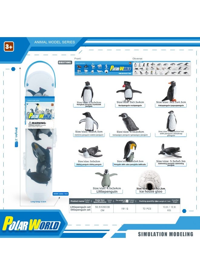 null - Simulation Antarctic Arctic Penguin And Whale Storage Box Model Set Mini Polar World Animal Ornaments-Color:BL-1195B Whale Set 182g - Image 1