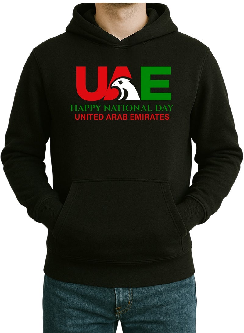 UAE Falcon Hoodie – Happy National Day Bold Flag Design | Unisex Emirati Heritage Hoodie - Image 1