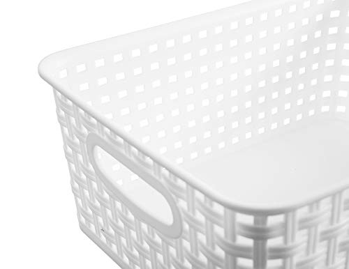 ZHENFAN White Plastic Woven Storage Baskets, 12-Pack Weave Basket Organizer for Kitchen Office Bathroom - Image 3