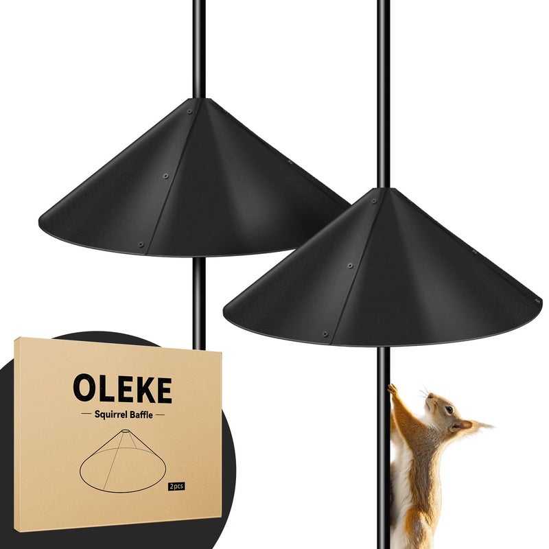 OLEKE 2 Pack Squirrel Baffle for Bird Feeder Pole, Outside Pole Mount Bird House Guard for Outdoor Shepherdâ€™s Hook (2 Pack-16 inch) - Image 1