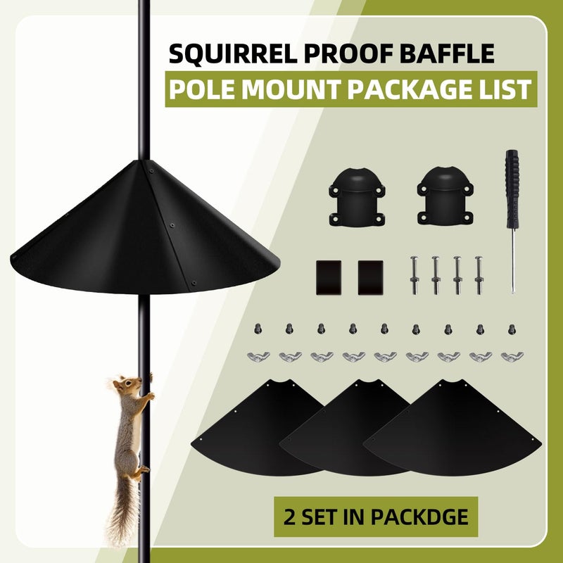 OLEKE 2 Pack Squirrel Baffle for Bird Feeder Pole, Outside Pole Mount Bird House Guard for Outdoor Shepherdâ€™s Hook (2 Pack-16 inch) - Image 2
