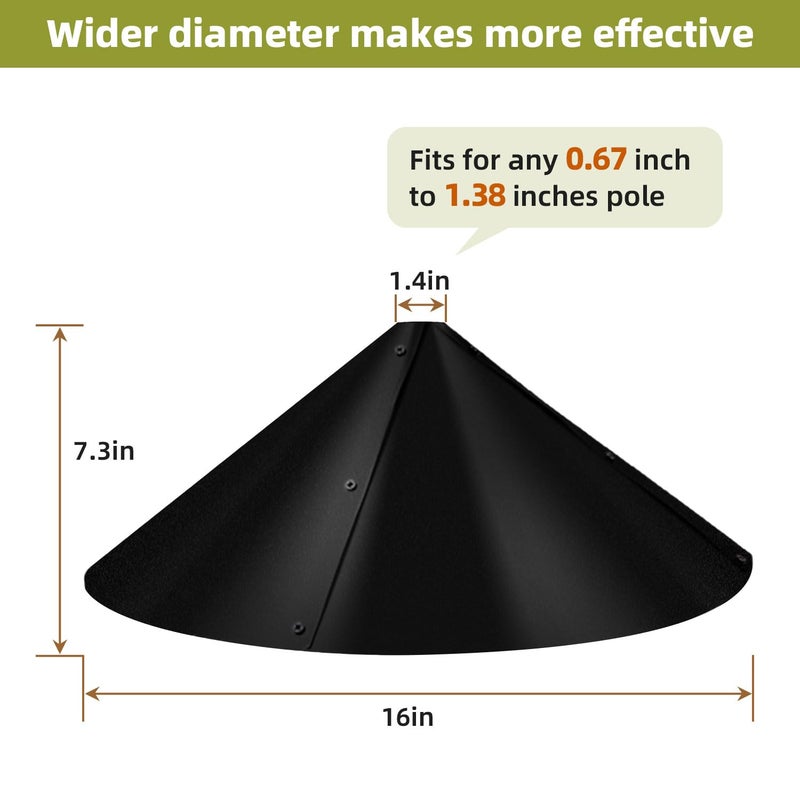 OLEKE 2 Pack Squirrel Baffle for Bird Feeder Pole, Outside Pole Mount Bird House Guard for Outdoor Shepherdâ€™s Hook (2 Pack-16 inch) - Image 4