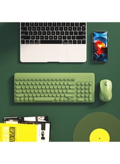 BOW Desktop Notebook External Wireless Keyboard Mouse Suit USB Silent Mute Small Small Computer Office-Color:Retro Green [2-key Zone-wireless Keyboard And Mouse Set]-yes-official Standard