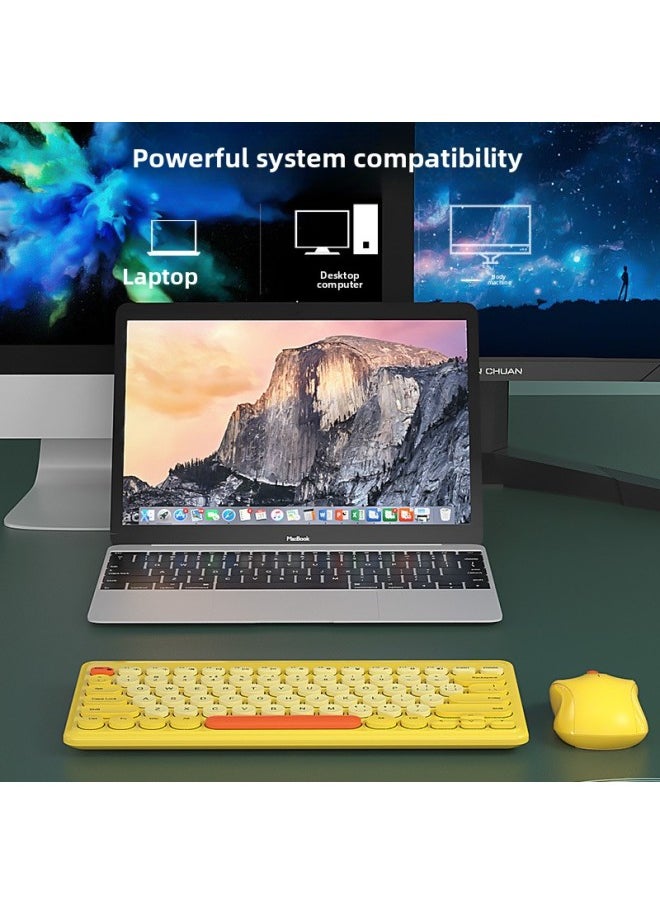 Generic - BOW Desktop Notebook External Wireless Keyboard Mouse Suit USB Silent Mute Small Small Computer Office-Color:Retro Green [2-key Zone-wireless Keyboard And Mouse Set]-yes-official Standard - Image 1
