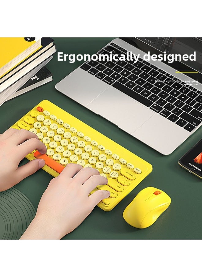 Generic - BOW Desktop Notebook External Wireless Keyboard Mouse Suit USB Silent Mute Small Small Computer Office-Color:Retro Green [2-key Zone-wireless Keyboard And Mouse Set]-yes-official Standard - Image 1