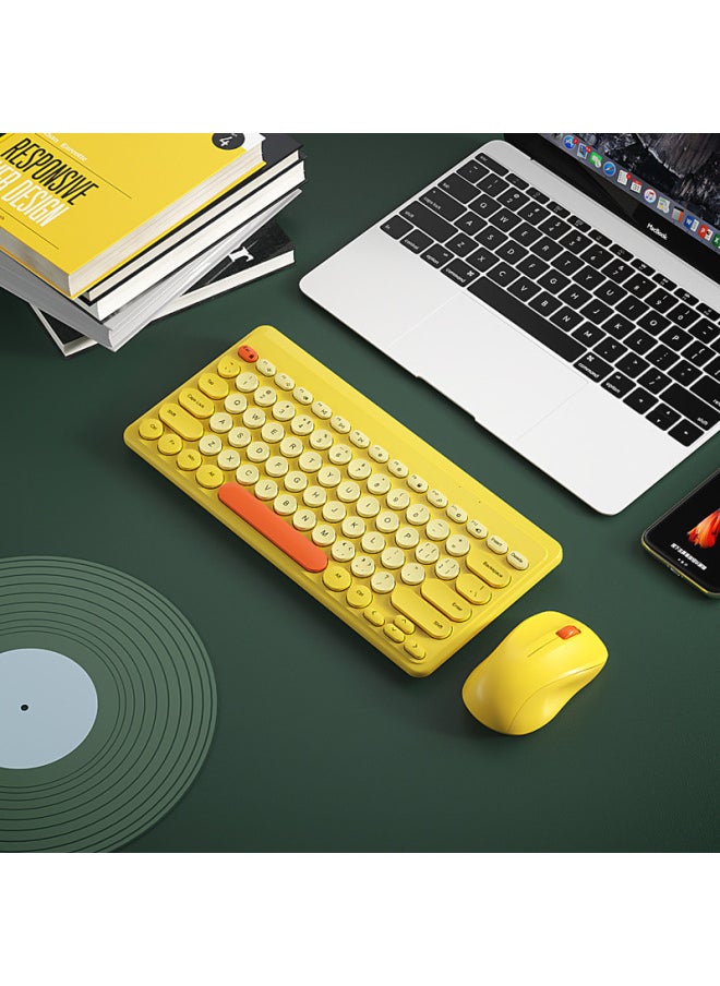 Generic - BOW Desktop Notebook External Wireless Keyboard Mouse Suit USB Silent Mute Small Small Computer Office-Color:Retro Green [2-key Zone-wireless Keyboard And Mouse Set]-yes-official Standard - Image 1