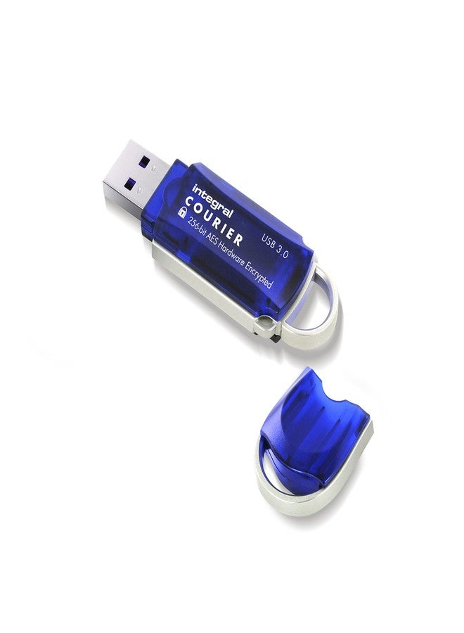Integral Courier 8GB Encrypted USB Flash Memory - Keep Sensitive Data Safe with USB Drive Hardware Encryption - USB Flash Drive with FIPS 197 Security Standard to help with GDPR Compliance, Blue - Image 1