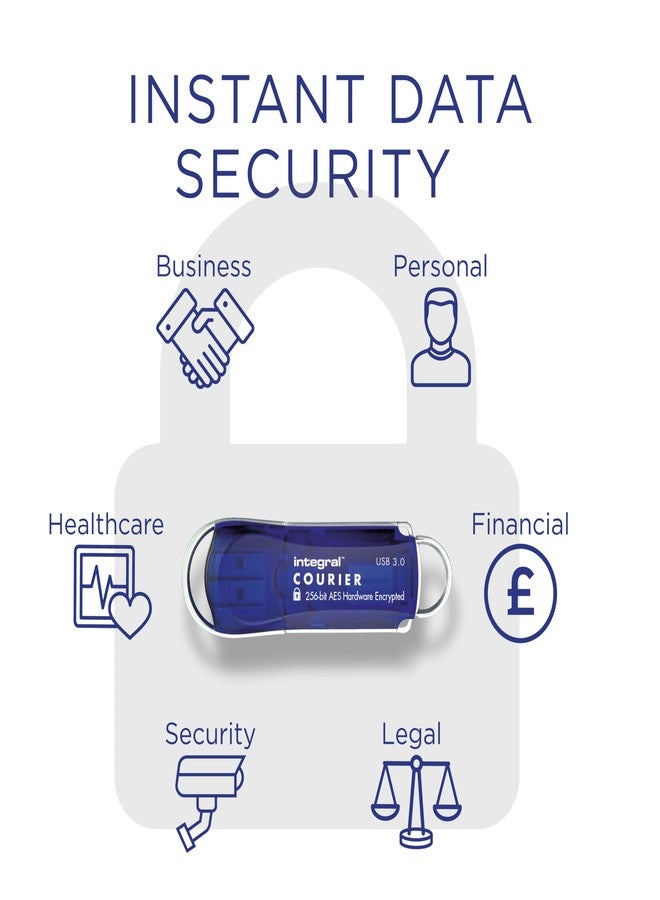 Integral Courier 8GB Encrypted USB Flash Memory - Keep Sensitive Data Safe with USB Drive Hardware Encryption - USB Flash Drive with FIPS 197 Security Standard to help with GDPR Compliance, Blue - Image 3